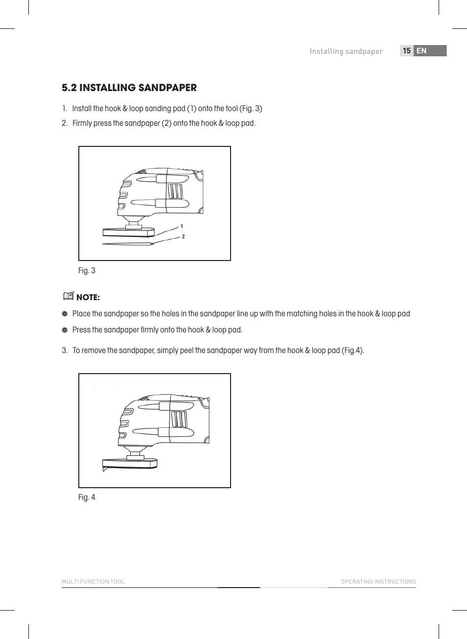 2 installing sandpaper | Fieldmann FDB 2005-E User Manual | Page 15 / 138