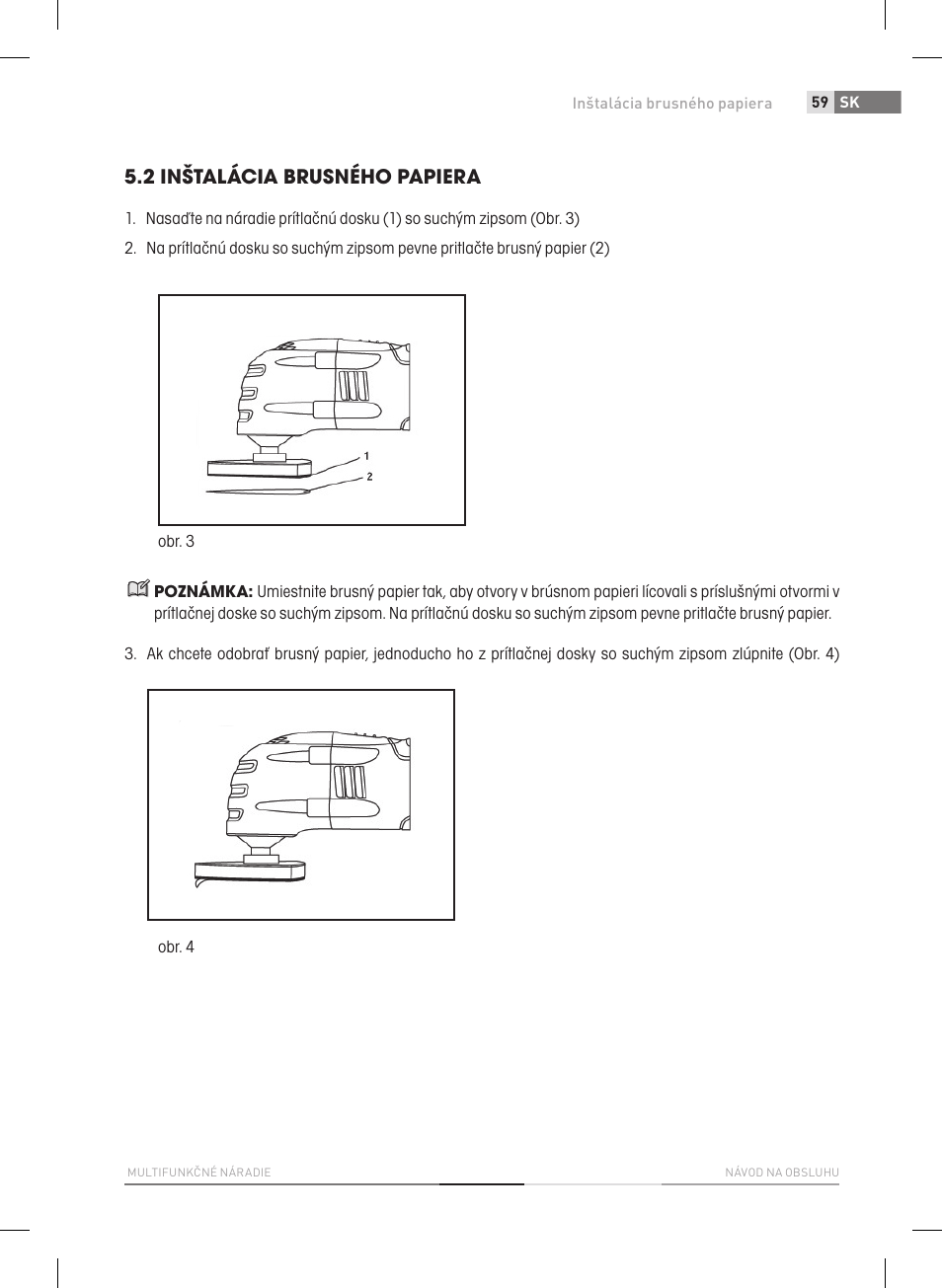 2 inštalácia brusného papiera | Fieldmann FDB 2005-E User Manual | Page 59 / 138