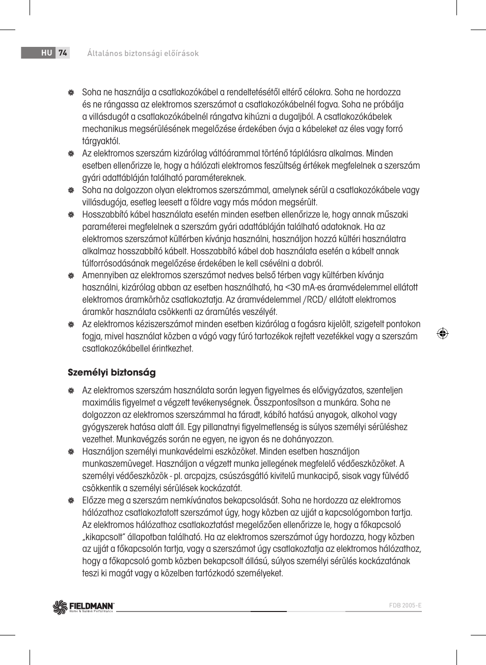 Fieldmann FDB 2005-E User Manual | Page 74 / 138