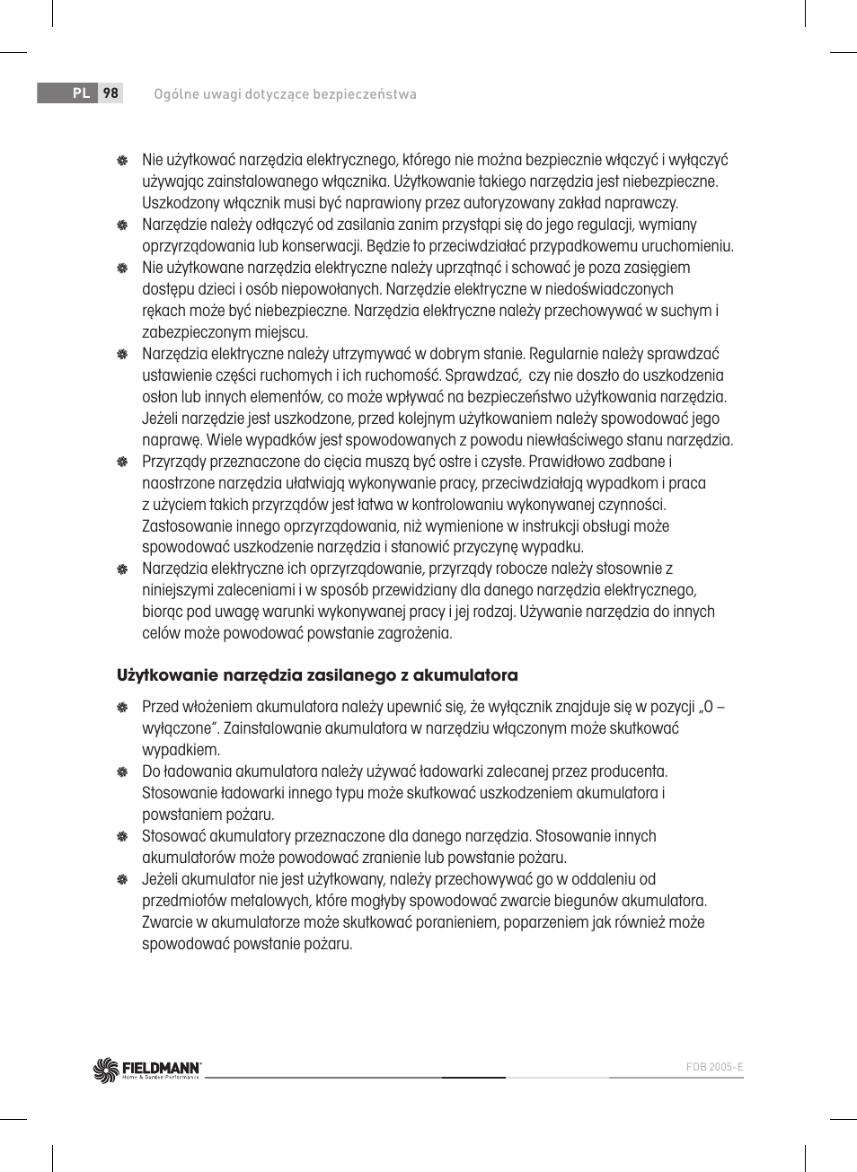 Fieldmann FDB 2005-E User Manual | Page 98 / 138