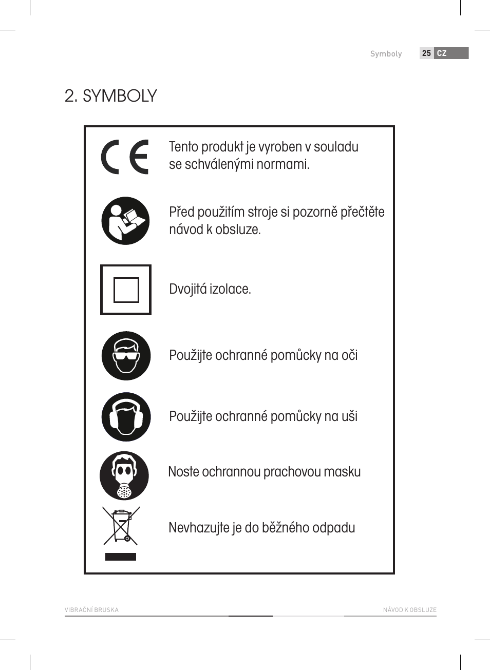 Symboly, Nevhazujte je do běžného odpadu | Fieldmann FDB 2004-E User Manual | Page 25 / 82