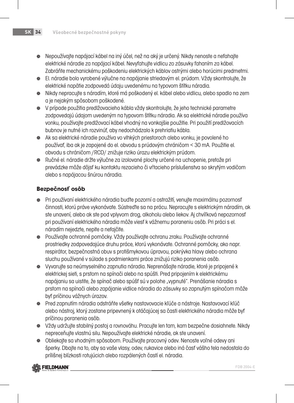 Fieldmann FDB 2004-E User Manual | Page 34 / 82