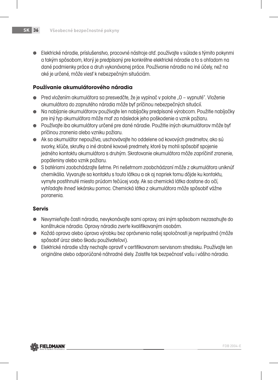 Fieldmann FDB 2004-E User Manual | Page 36 / 82