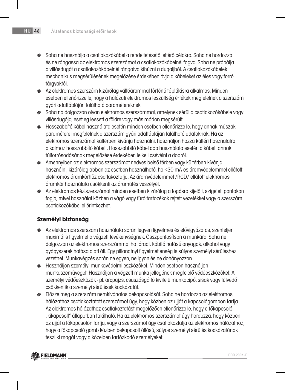 Fieldmann FDB 2004-E User Manual | Page 46 / 82