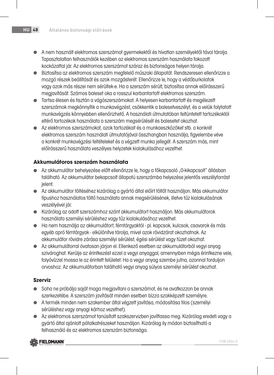 Fieldmann FDB 2004-E User Manual | Page 48 / 82