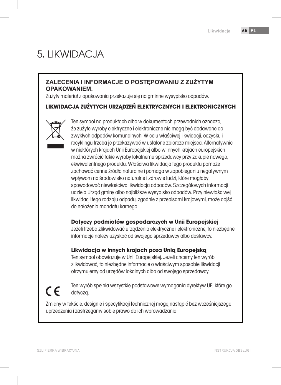 Likwidacja | Fieldmann FDB 2004-E User Manual | Page 65 / 82