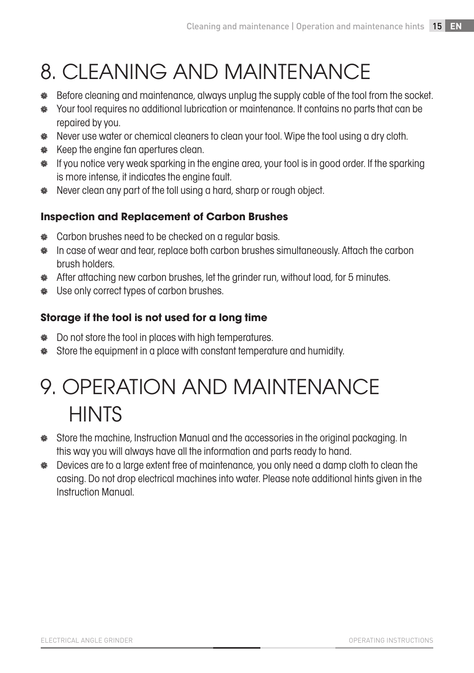 Cleaning and maintenance, Operation and maintenance hints | Fieldmann FDB 2002-E User Manual | Page 15 / 96