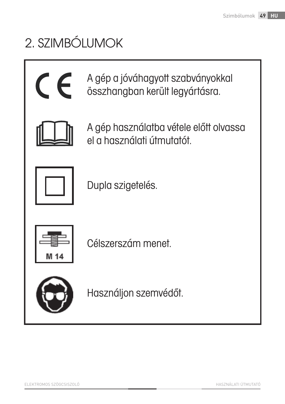 Szimbólumok | Fieldmann FDB 2002-E User Manual | Page 49 / 96