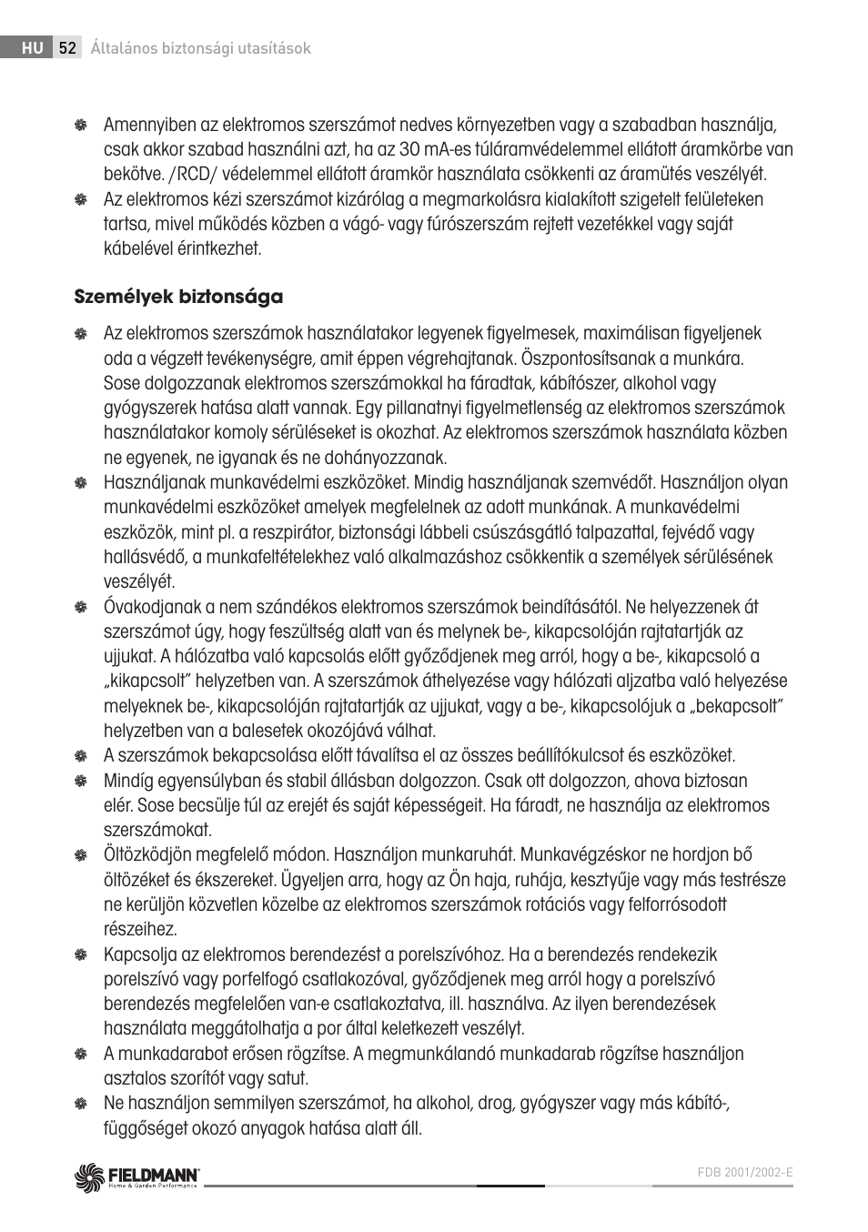 Fieldmann FDB 2002-E User Manual | Page 52 / 96