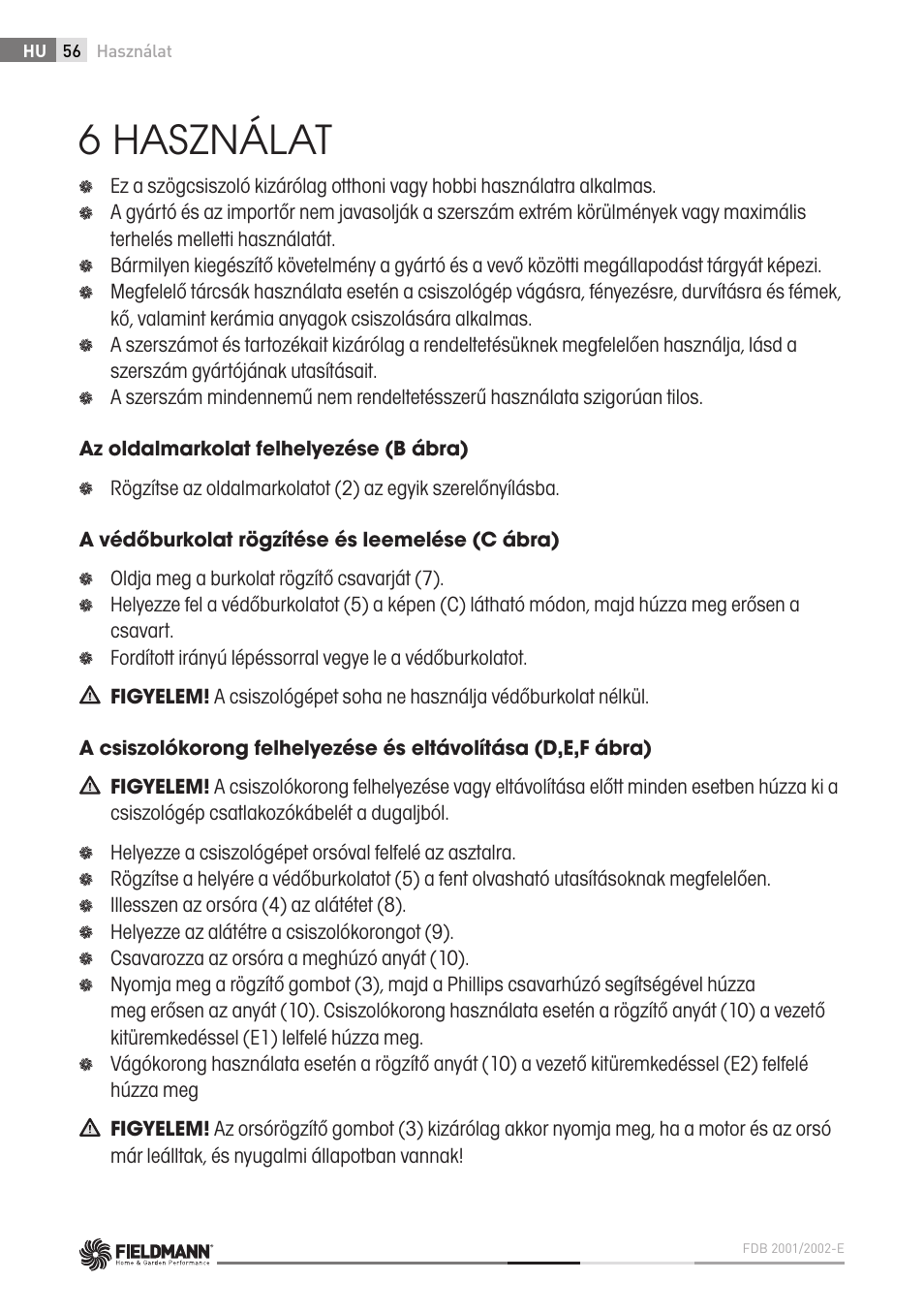 6 használat | Fieldmann FDB 2002-E User Manual | Page 56 / 96