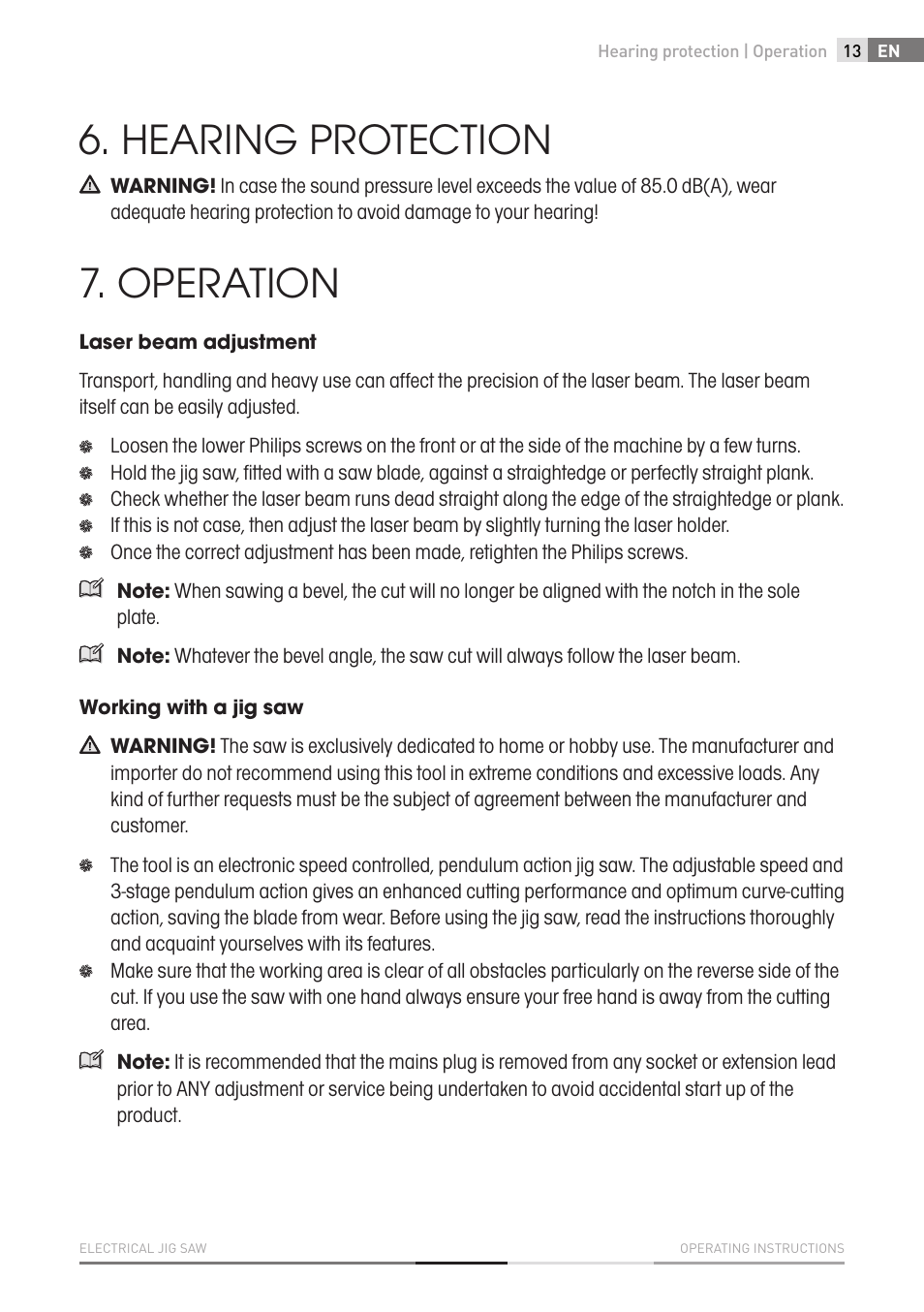 Hearing protection, Operation | Fieldmann FDP 2002-E User Manual | Page 13 / 102