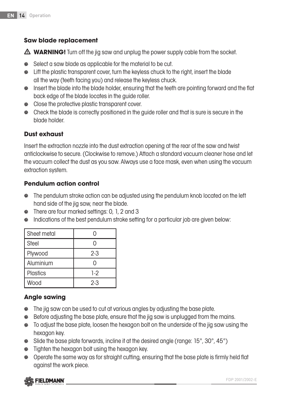 Fieldmann FDP 2002-E User Manual | Page 14 / 102