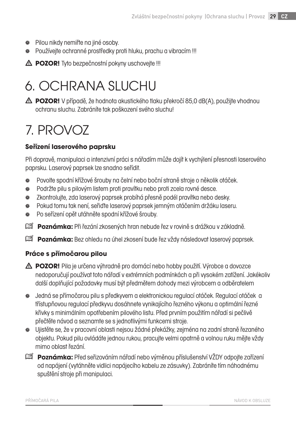 Ochrana sluchu, Provoz | Fieldmann FDP 2002-E User Manual | Page 29 / 102