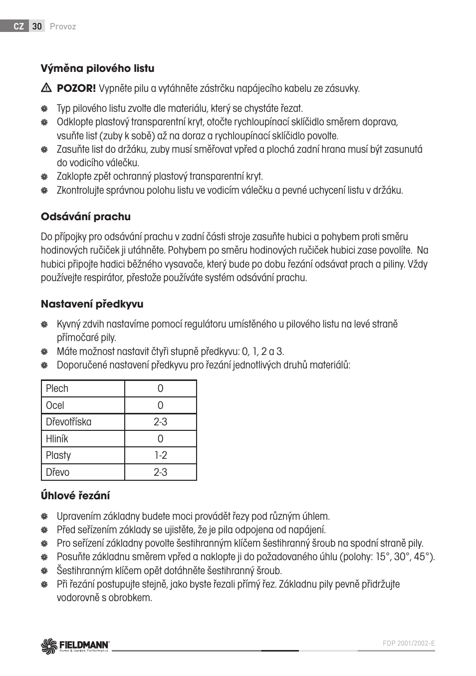 Fieldmann FDP 2002-E User Manual | Page 30 / 102