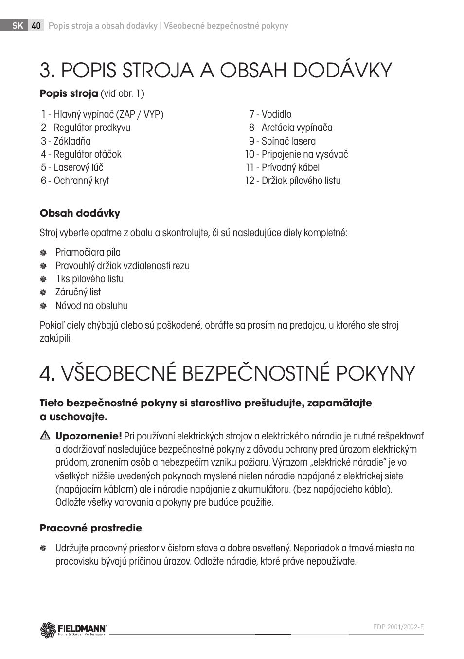 Fieldmann FDP 2002-E User Manual | Page 40 / 102