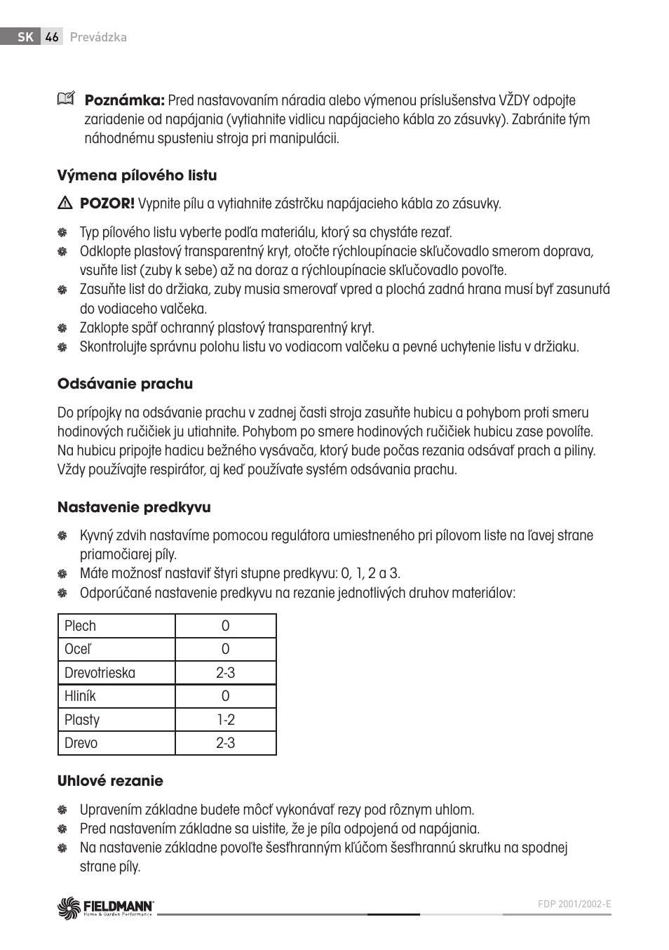 Fieldmann FDP 2002-E User Manual | Page 46 / 102