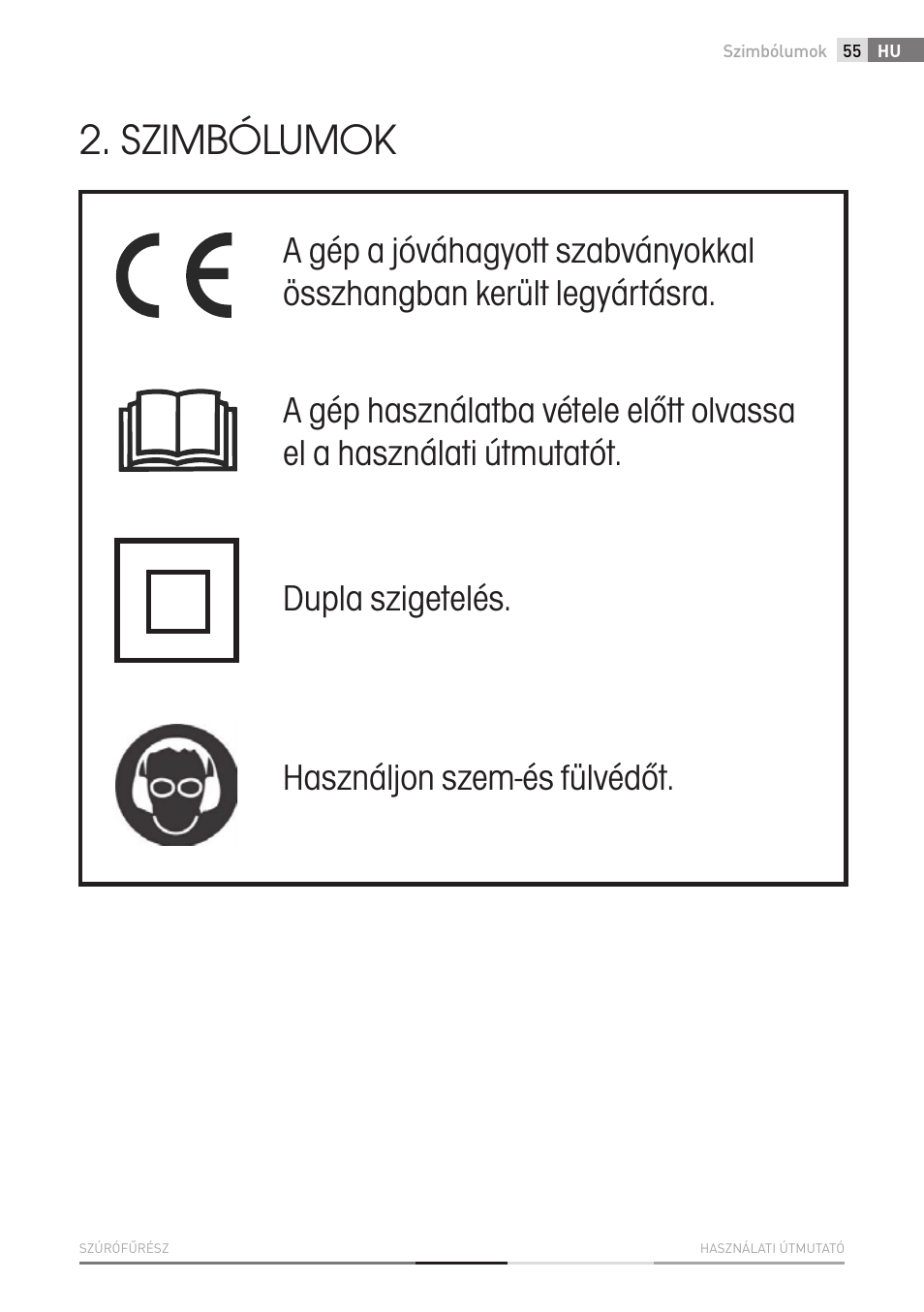 Szimbólumok | Fieldmann FDP 2002-E User Manual | Page 55 / 102