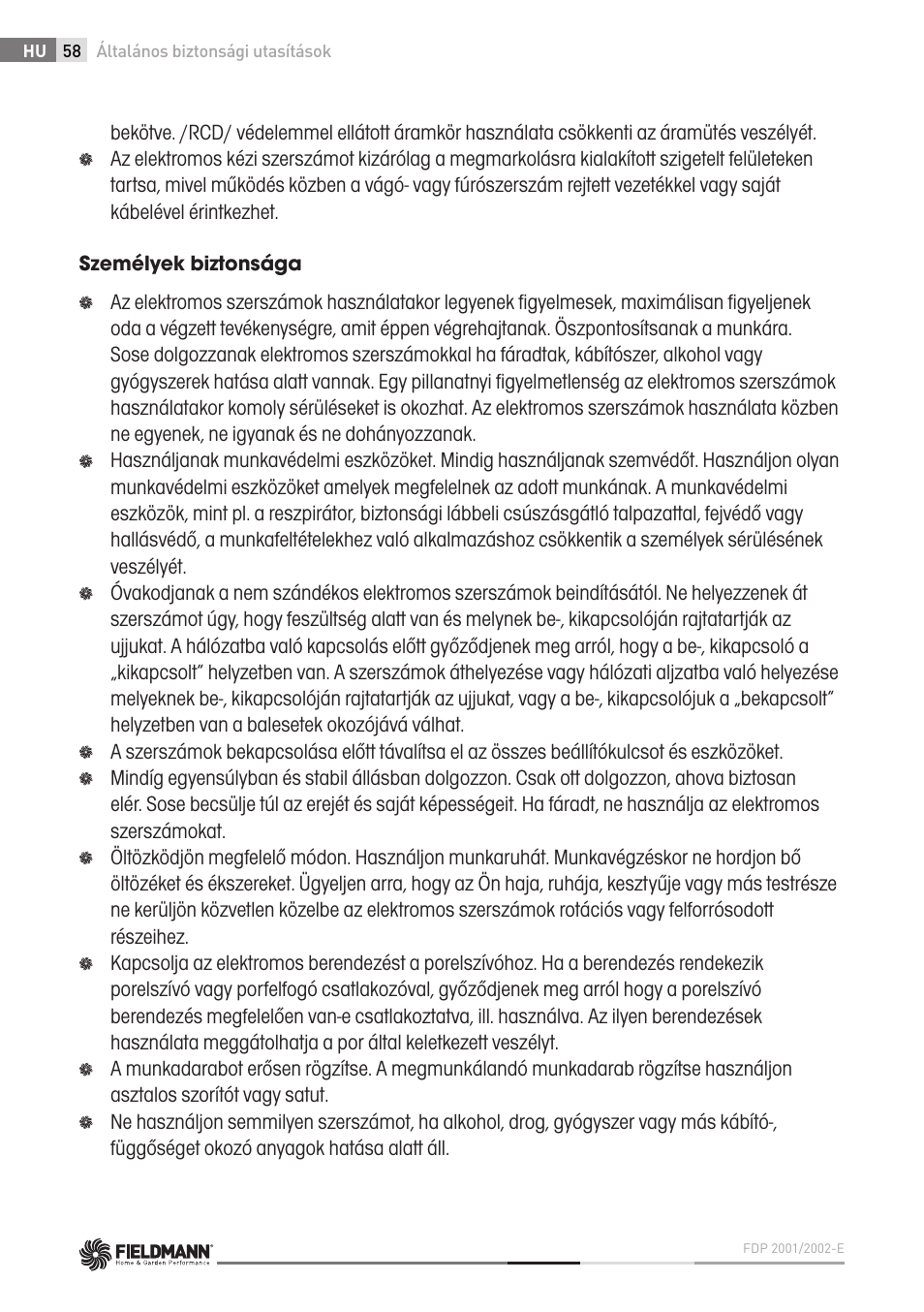 Fieldmann FDP 2002-E User Manual | Page 58 / 102