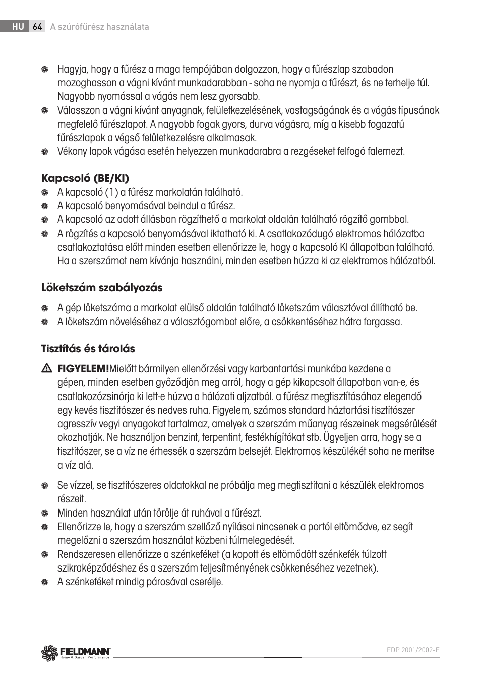 Fieldmann FDP 2002-E User Manual | Page 64 / 102