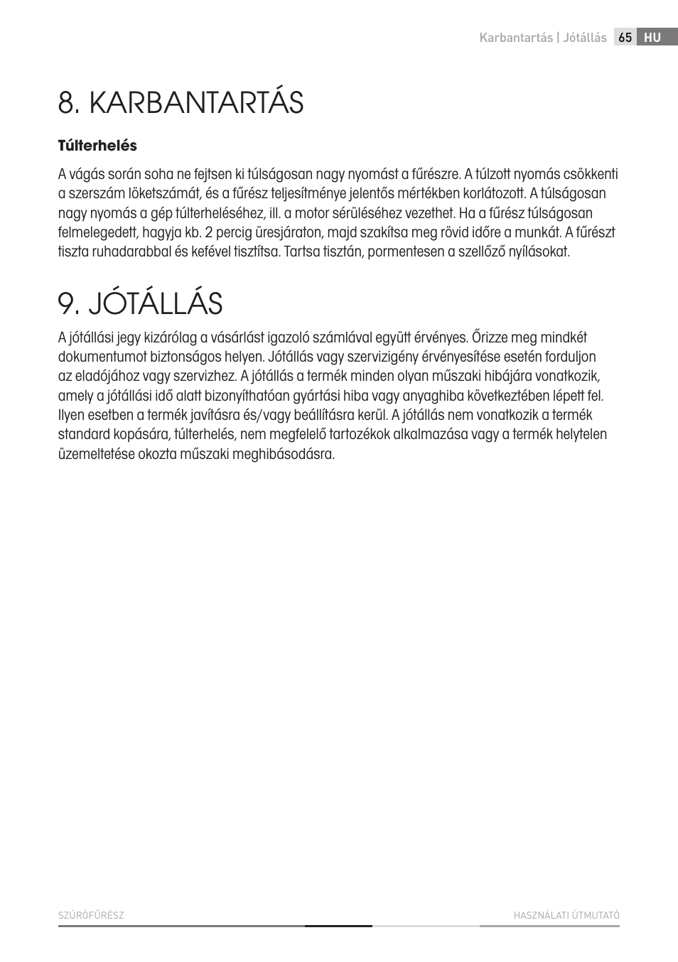 Karbantartás, Jótállás | Fieldmann FDP 2002-E User Manual | Page 65 / 102