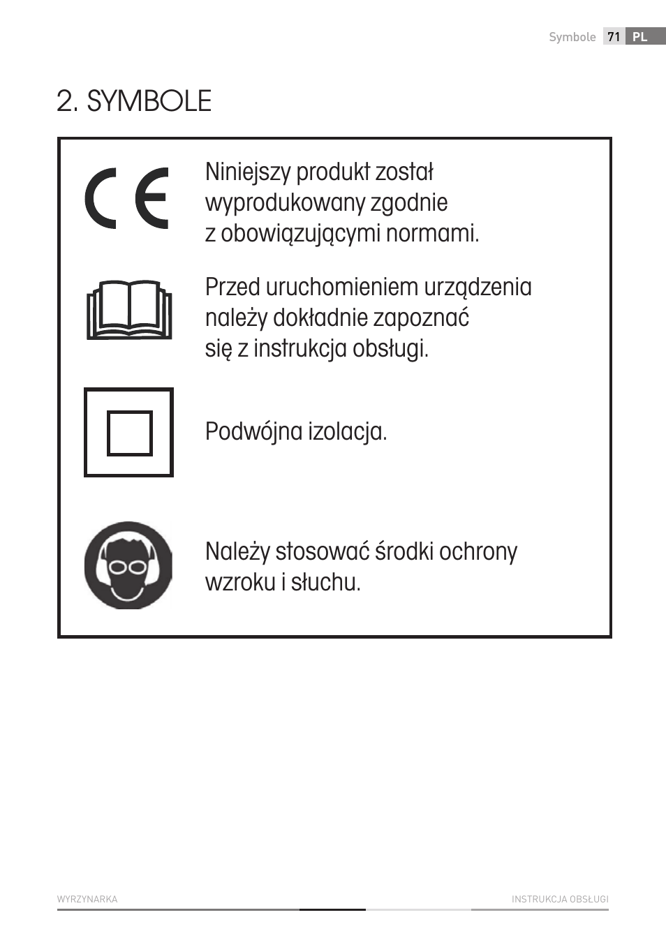 Symbole | Fieldmann FDP 2002-E User Manual | Page 71 / 102
