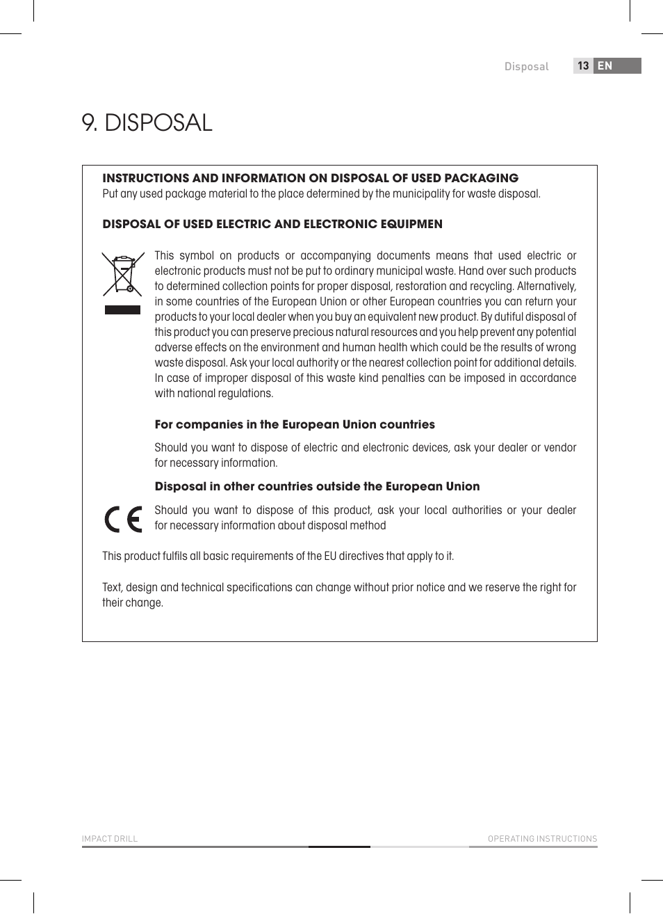 Disposal | Fieldmann FDV 2003-E User Manual | Page 13 / 64