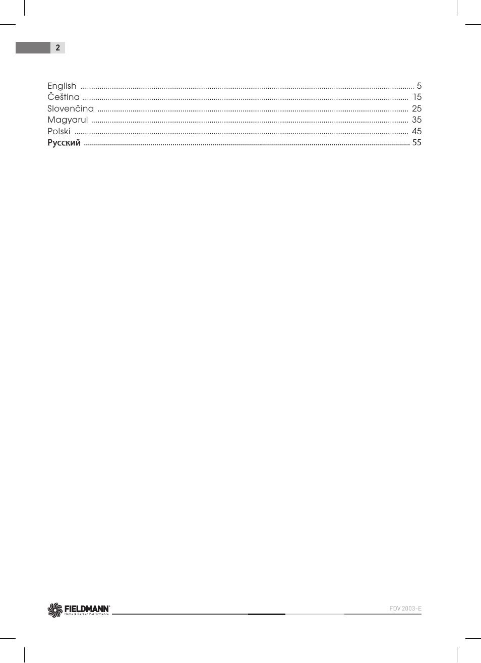 Fieldmann FDV 2003-E User Manual | Page 2 / 64