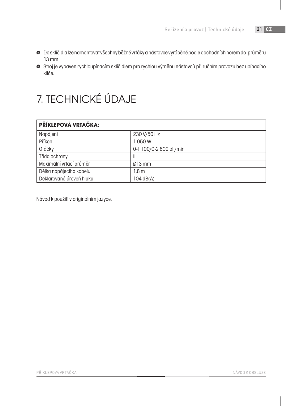 Technické údaje | Fieldmann FDV 2003-E User Manual | Page 21 / 64