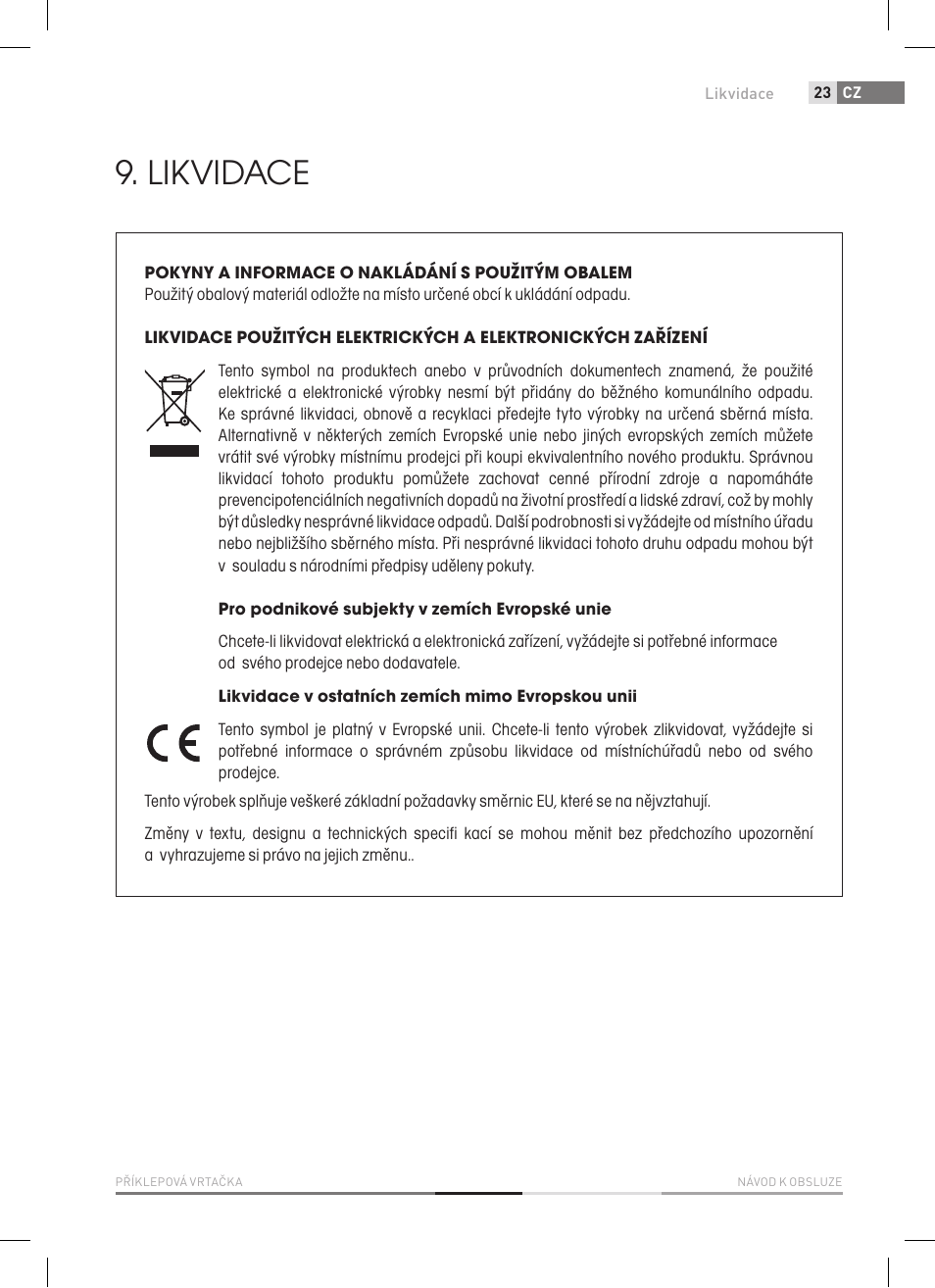 Likvidace | Fieldmann FDV 2003-E User Manual | Page 23 / 64