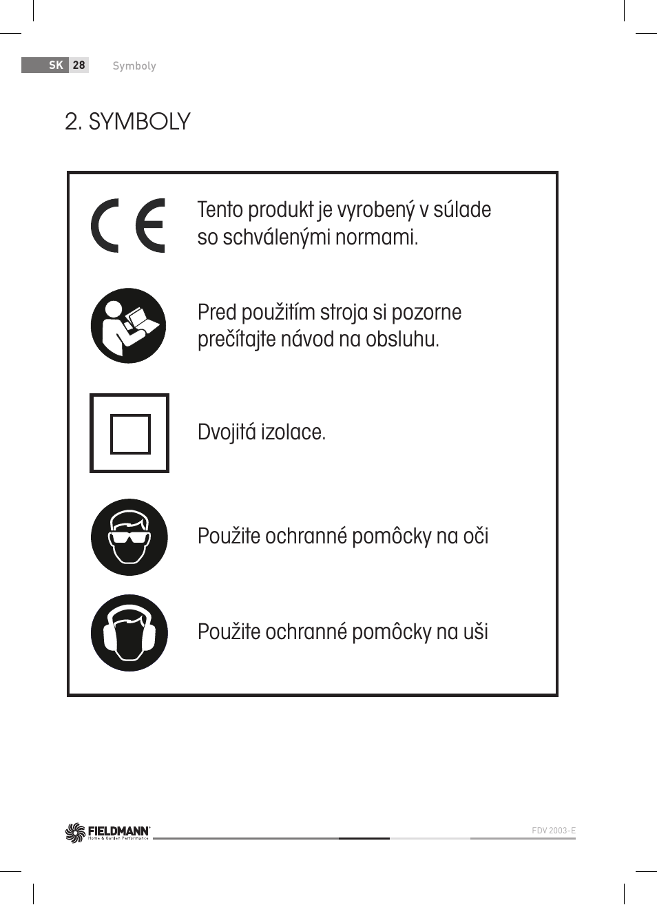 Symboly | Fieldmann FDV 2003-E User Manual | Page 28 / 64