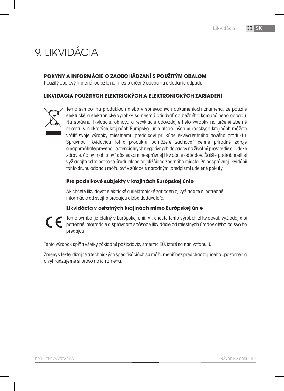 Likvidácia | Fieldmann FDV 2003-E User Manual | Page 33 / 64