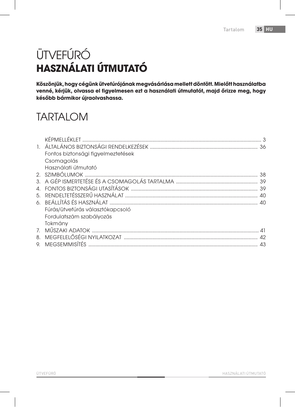 Ütvefúró, Tartalom, Használati útmutató | Fieldmann FDV 2003-E User Manual | Page 35 / 64