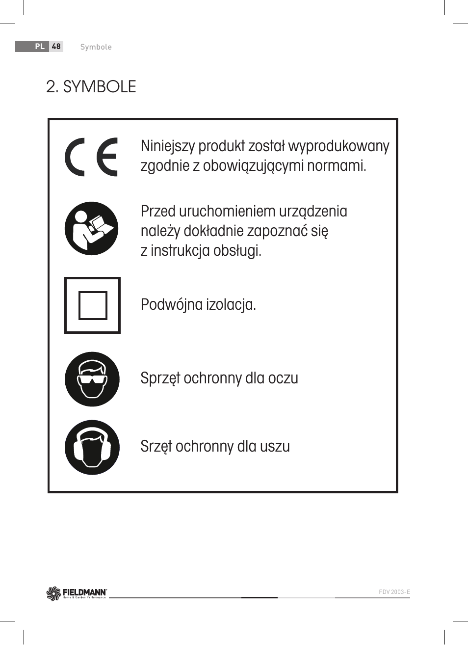 Symbole | Fieldmann FDV 2003-E User Manual | Page 48 / 64