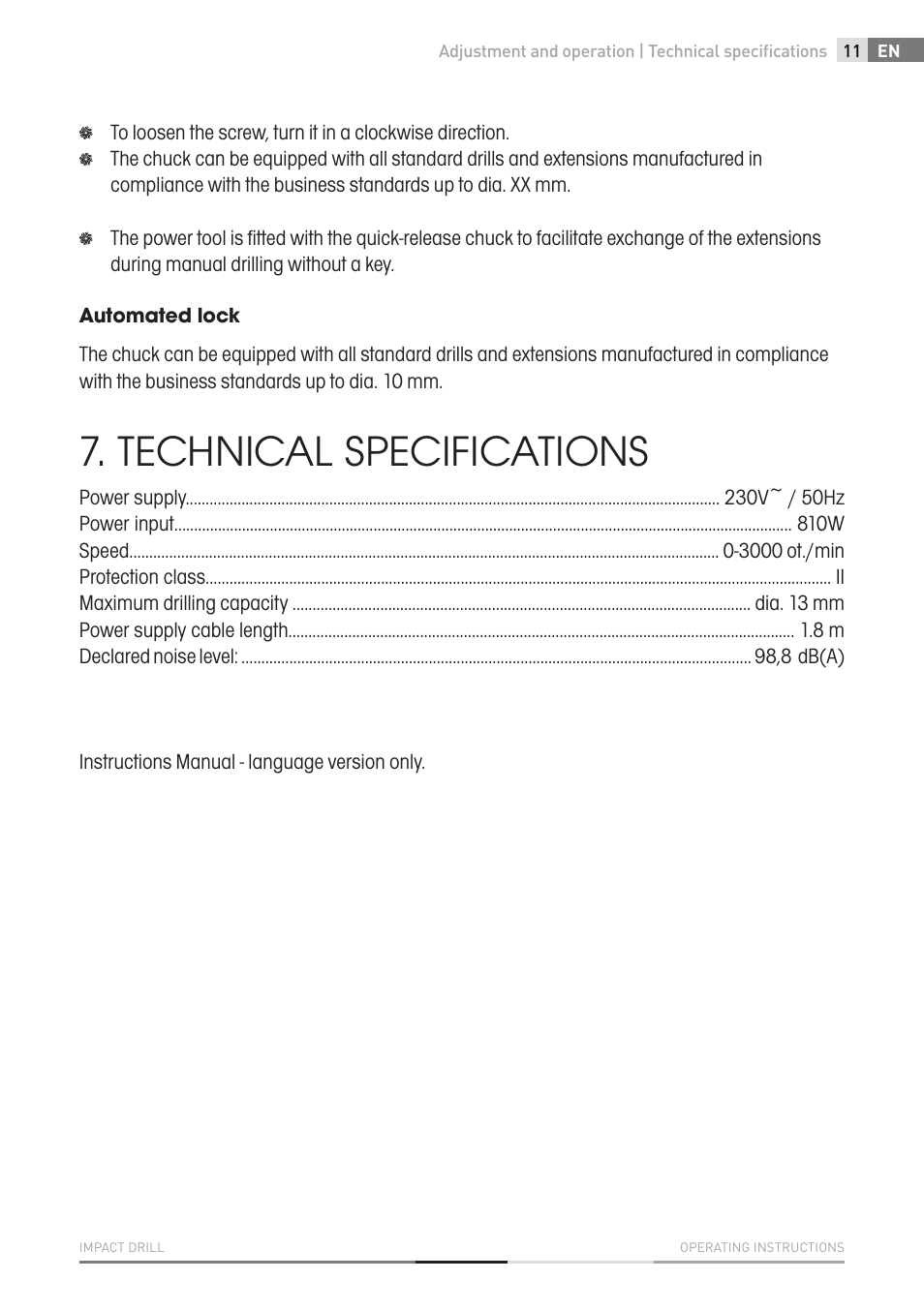 Technical specifications | Fieldmann FDV 2002-E User Manual | Page 11 / 64