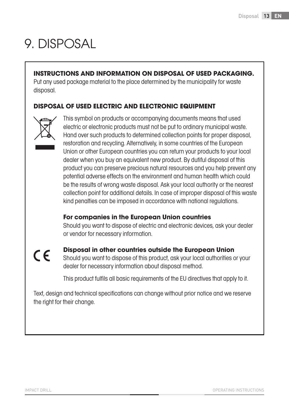 Disposal | Fieldmann FDV 2002-E User Manual | Page 13 / 64
