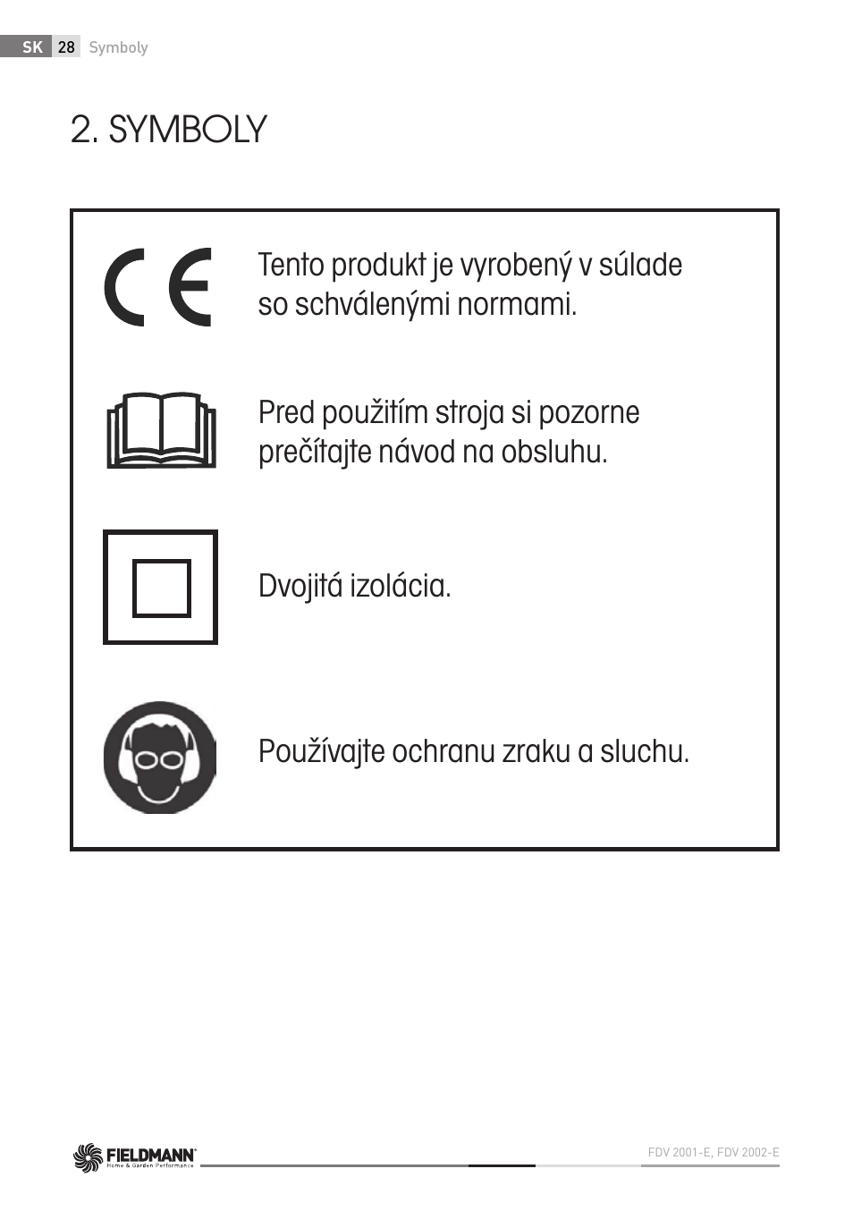Symboly | Fieldmann FDV 2002-E User Manual | Page 28 / 64