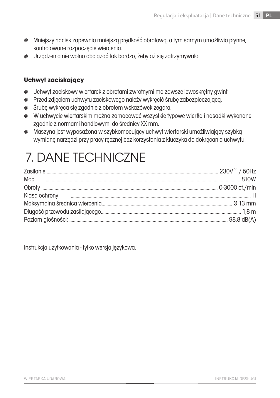 Dane techniczne | Fieldmann FDV 2002-E User Manual | Page 51 / 64