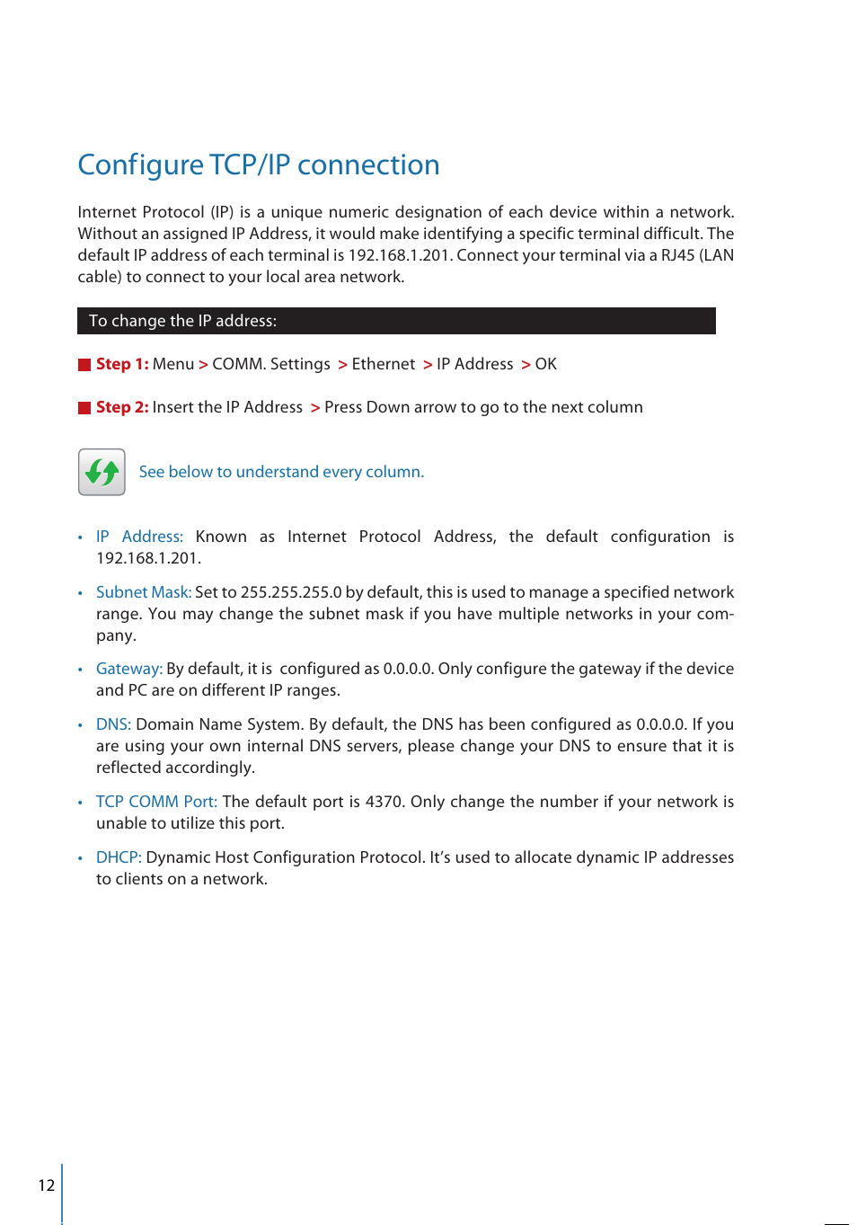Conf, Igure tcp/ip connection | FingerTec FMM-100 User Manual | Page 12 / 38