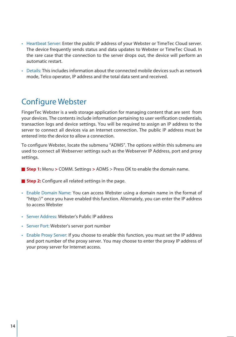 Conf, Igure webster | FingerTec FMM-100 User Manual | Page 14 / 38