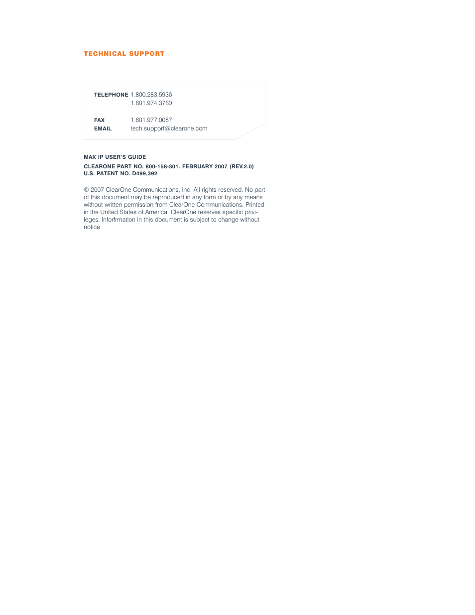 ClearOne comm MAX IP User Manual | Page 2 / 6