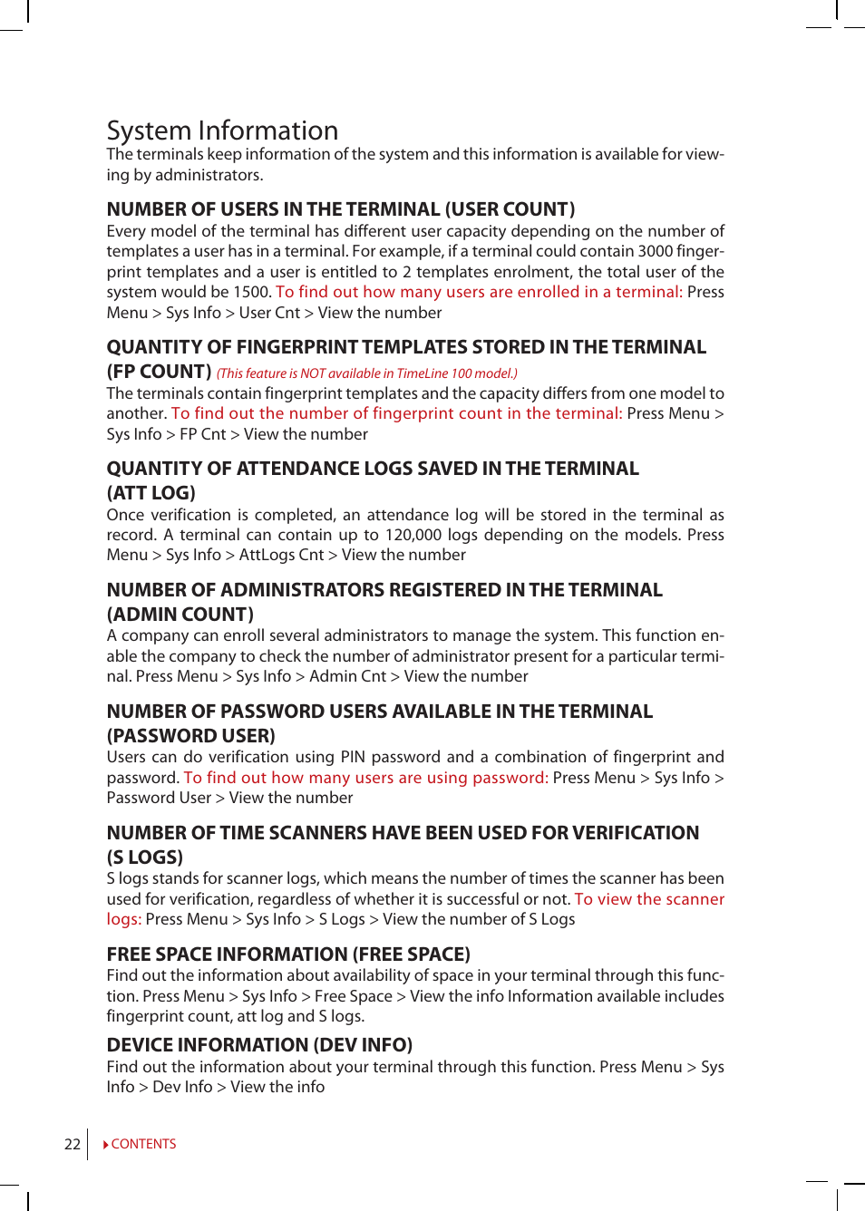 System information | FingerTec R2 Manual User Manual | Page 22 / 38