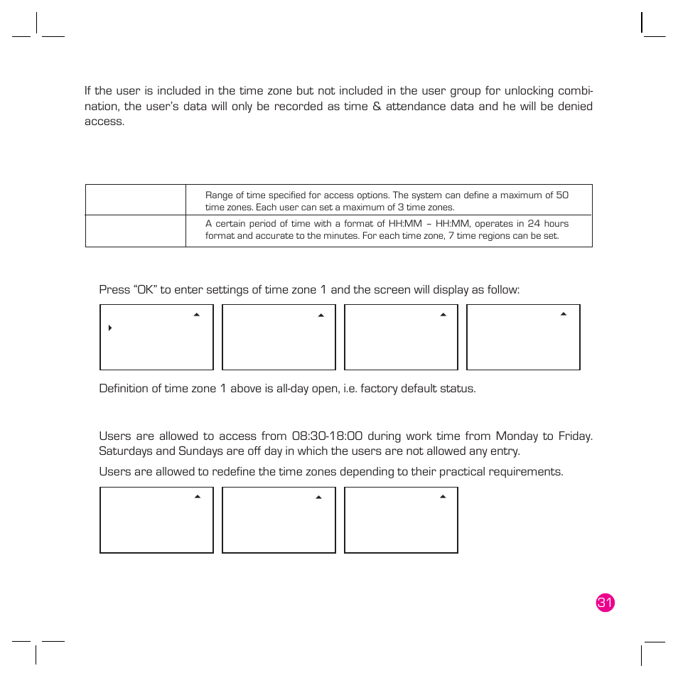 Function description definition of time zone | FingerTec Q2 User Manual | Page 32 / 49