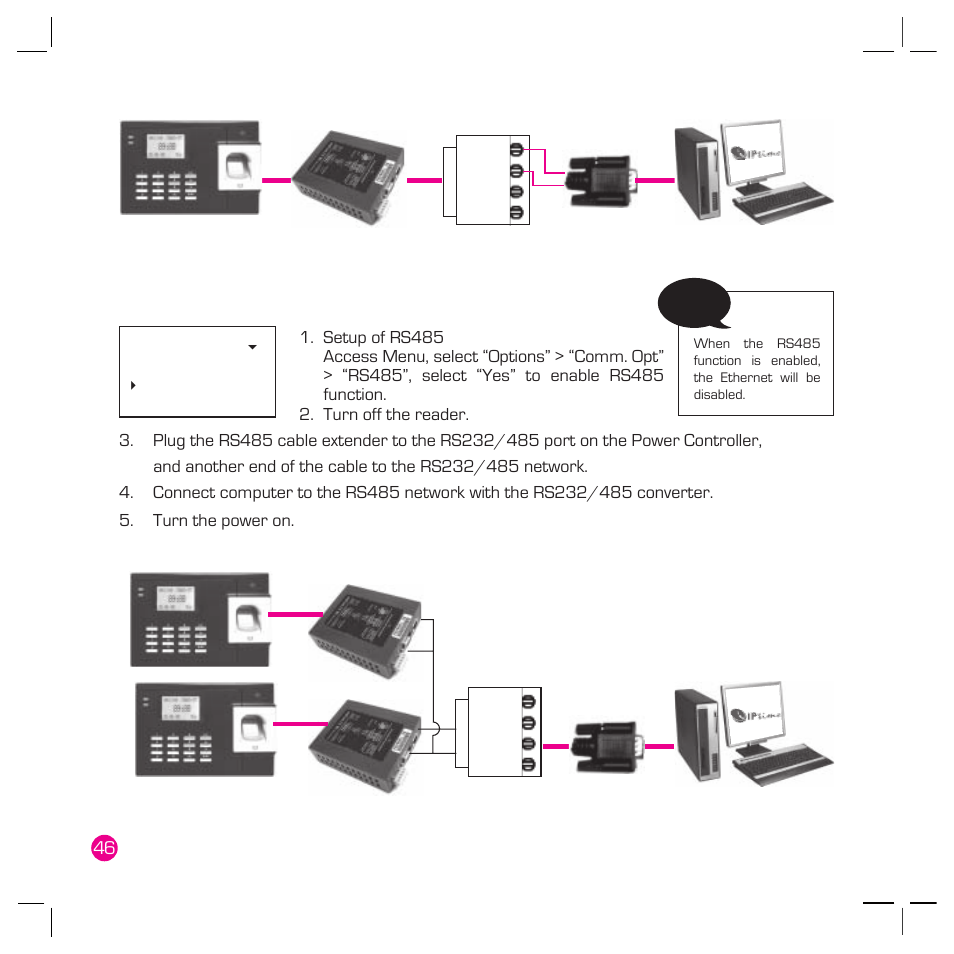 Rs485 network connection | FingerTec Q2 User Manual | Page 47 / 49
