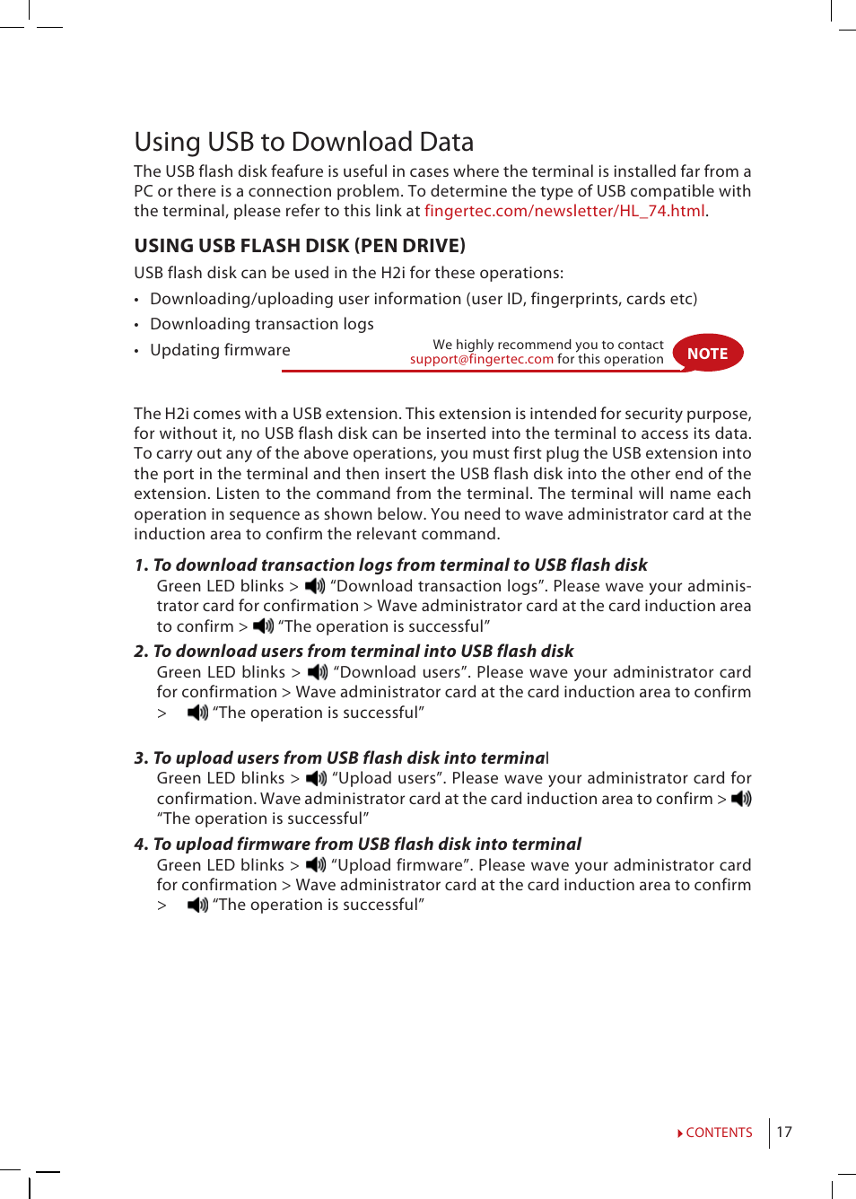 Using usb to download data | FingerTec H2i Manual User Manual | Page 17 / 24
