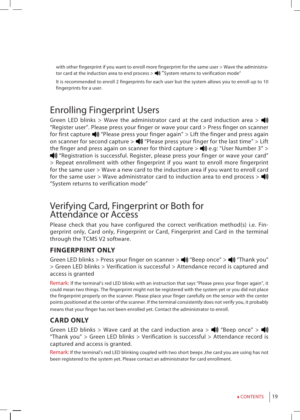 Enrolling fingerprint users | FingerTec H2i Manual User Manual | Page 19 / 24