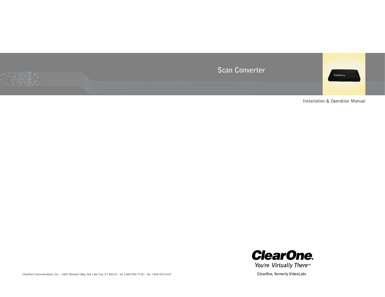ClearOne comm Scan Converter User Manual | 9 pages