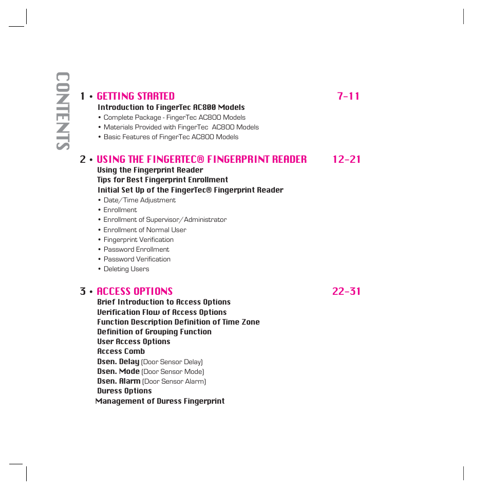FingerTec AC800 Plus MC User Manual | Page 4 / 63