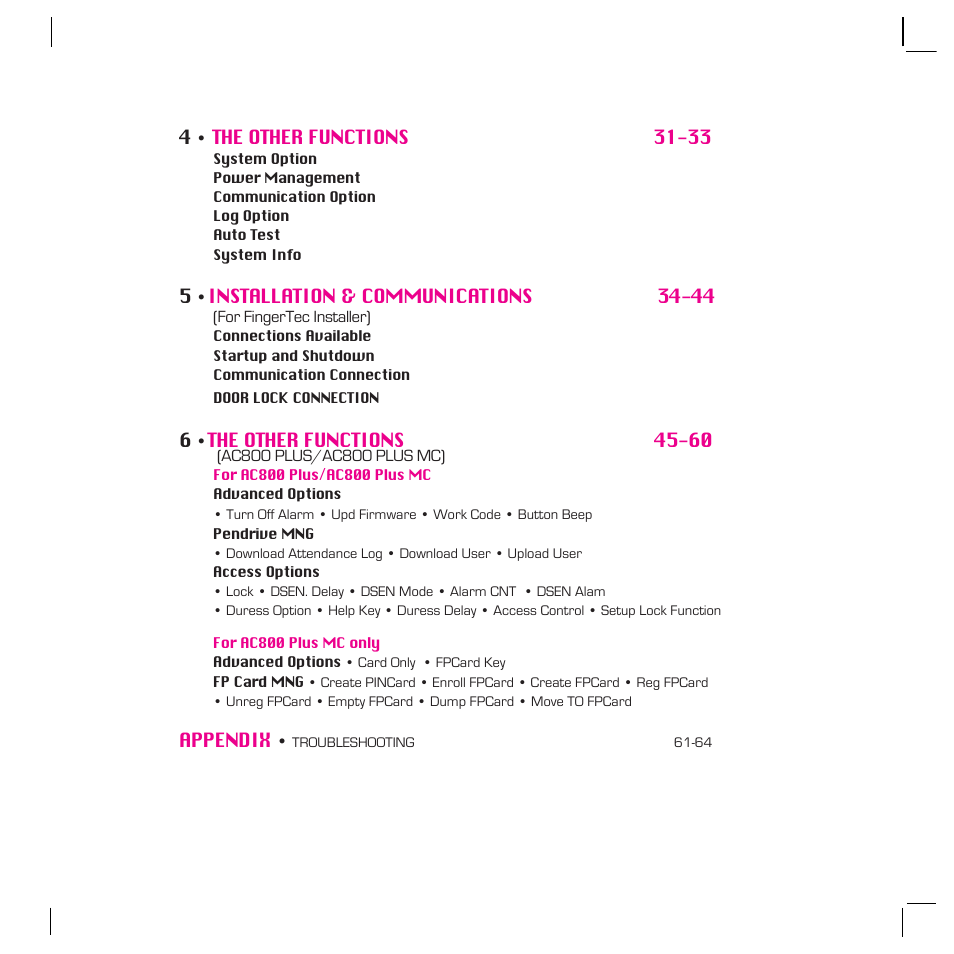 FingerTec AC800 Plus MC User Manual | Page 5 / 63