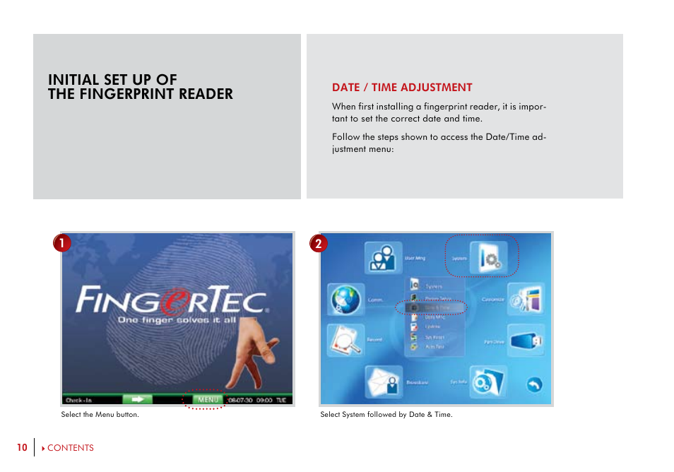 Initial set up of the fingerprint reader | FingerTec i-Kiosk 100 Plus Manual User Manual | Page 10 / 97
