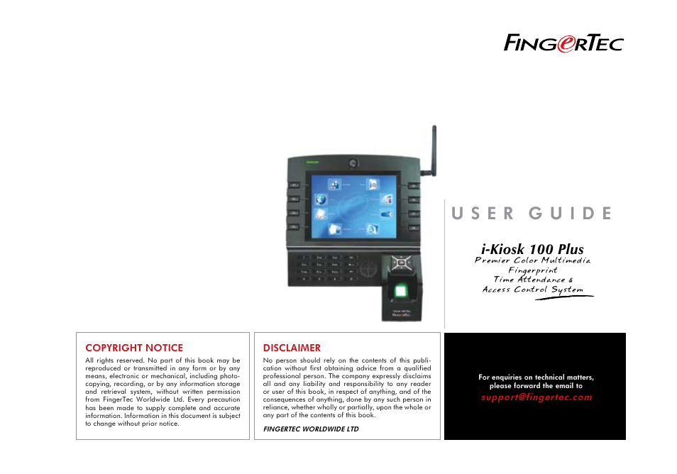 I-kiosk 100 plus | FingerTec i-Kiosk 100 Plus Manual User Manual | Page 2 / 97